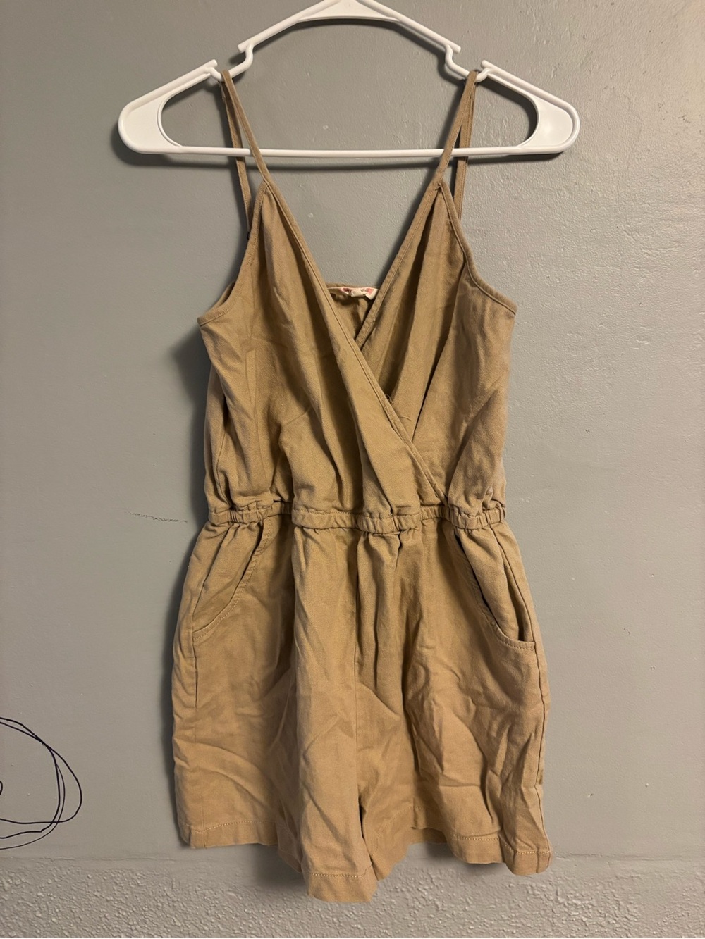 Ci Sono Tan Sleeveless Wrap Romper